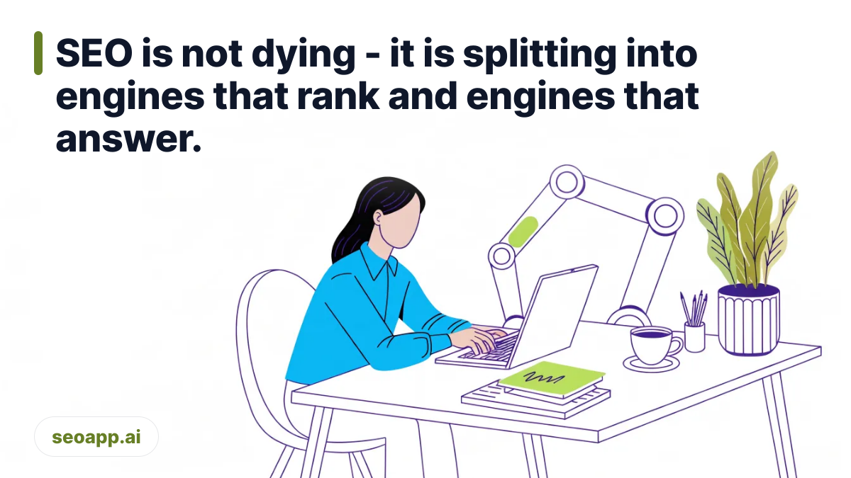SEO is not dying - it is splitting into engines that rank and engines that answer. - ai in seo