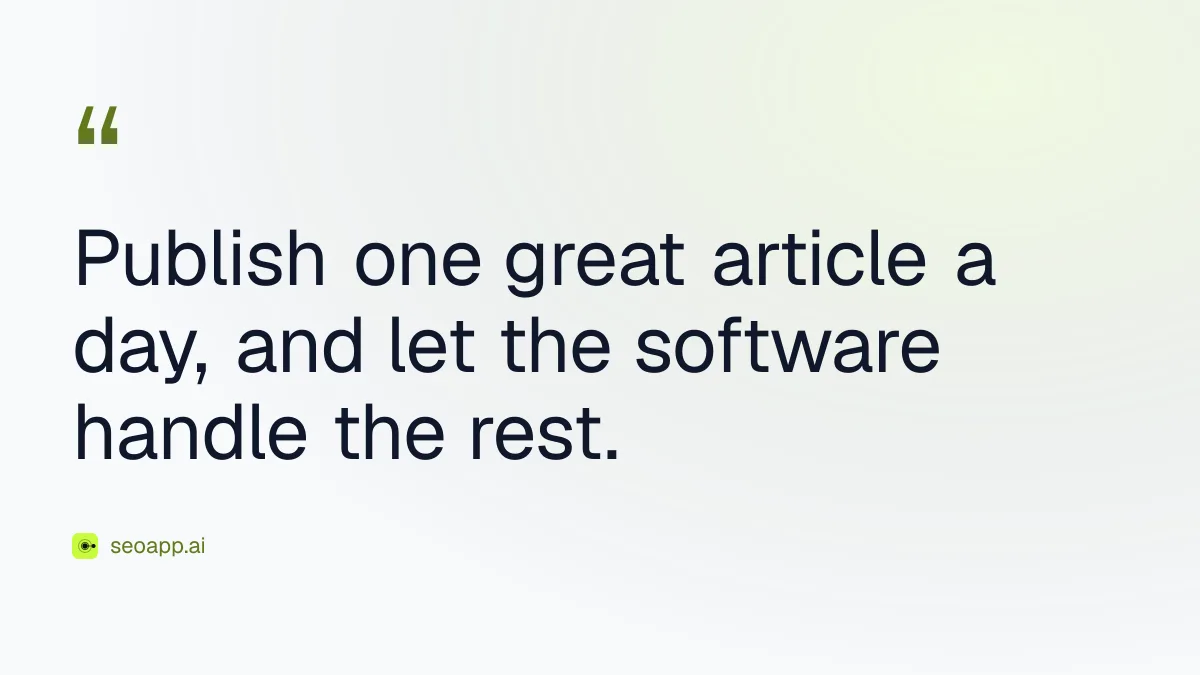 Publish one great article a day, and let the software handle the rest. - automated article publishing