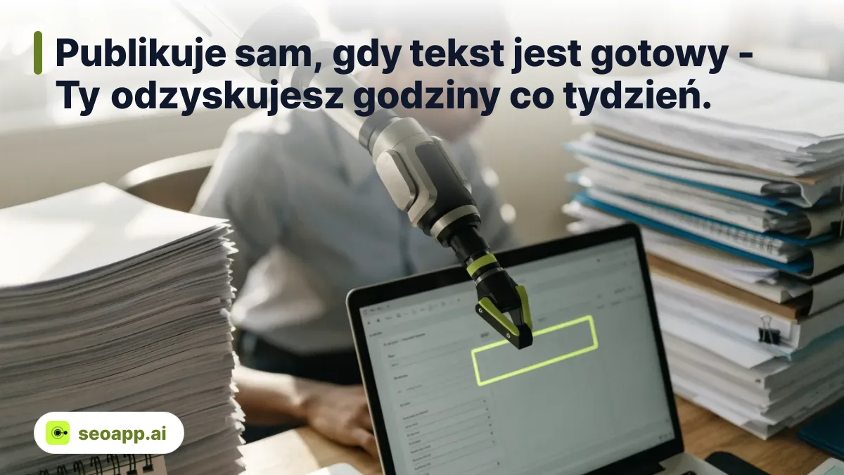 Publikuje sam, gdy tekst jest gotowy - Ty odzyskujesz godziny co tydzień. - automatyczne publikowanie artykułów