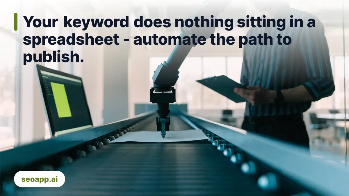 Your keyword does nothing sitting in a spreadsheet - automate the path to publish. - autonomous seo workflow