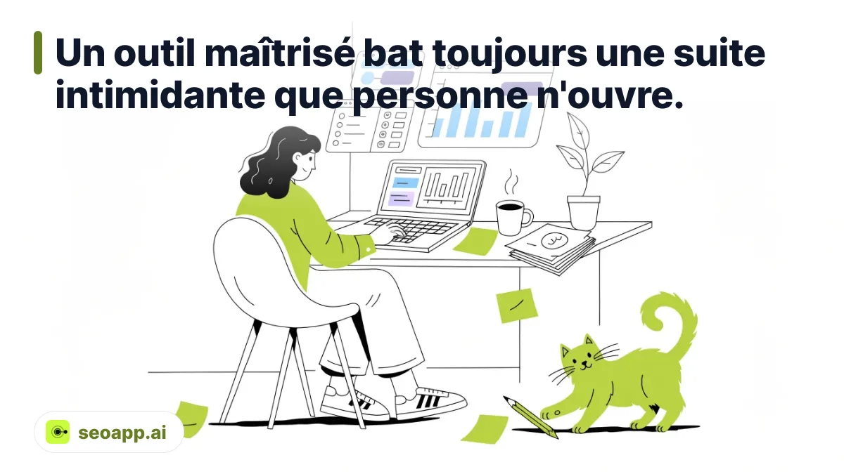 Un outil maîtrisé bat toujours une suite intimidante que personne n'ouvre. - outils SEO