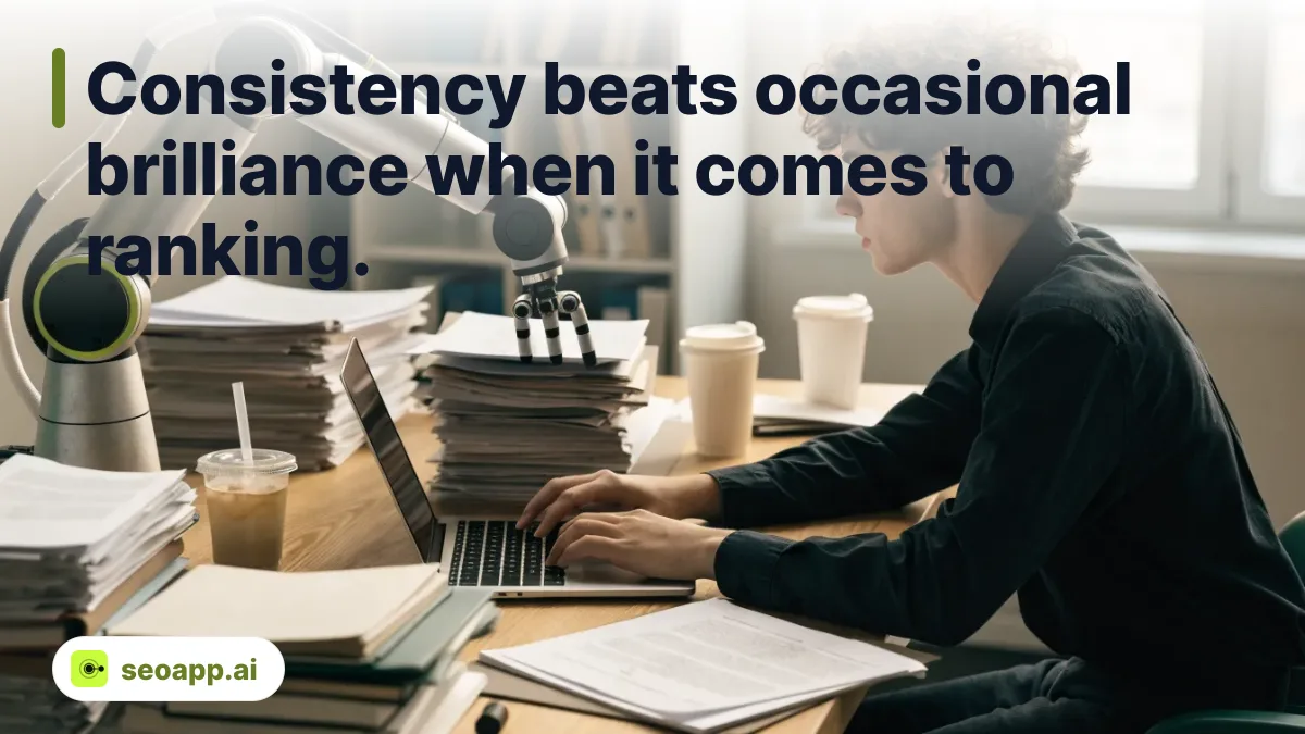 Consistency beats occasional brilliance when it comes to ranking. - content automation benefits