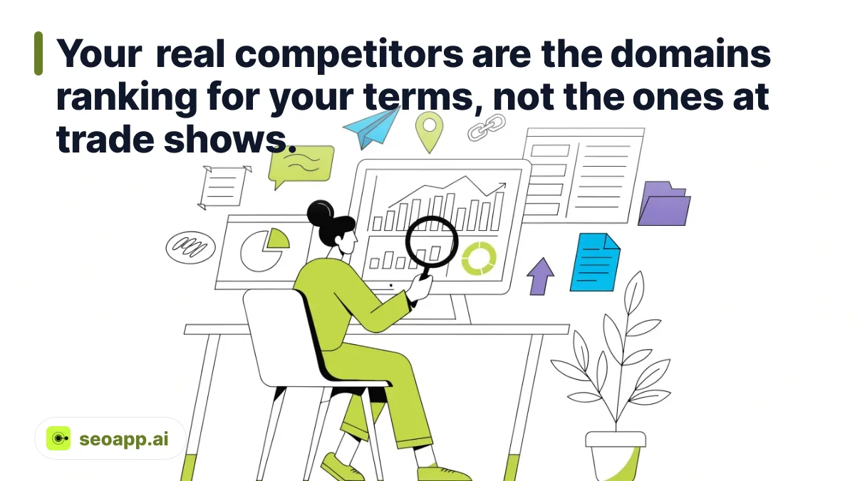 Your real competitors are the domains ranking for your terms, not the ones at trade shows.